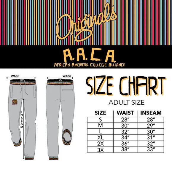 AACA Retro 90s Joggers HBCU Pride Sweatpants w/ Striped Cuffs, Gold - Picture 7 of 7